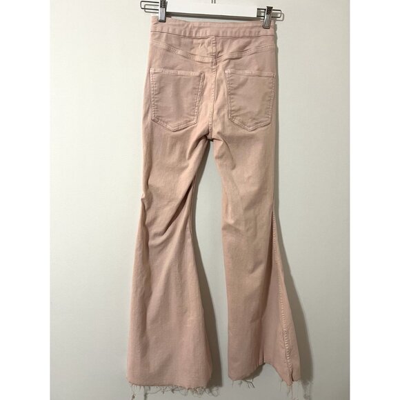 Free People Pink Throw It Back Reversible Flare Jeans Size 24 - Picture 5 of 9
